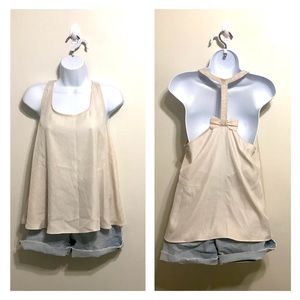 ⭐️3/$10⭐️ Cream Chiffon Beaded Fashion Tank